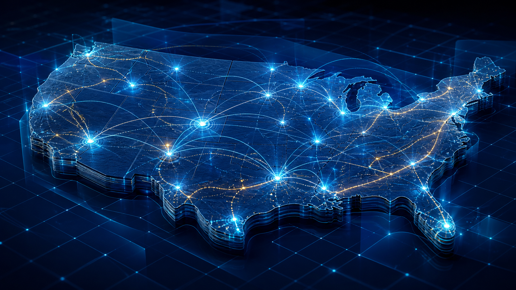 Abstract United States network operations visualization